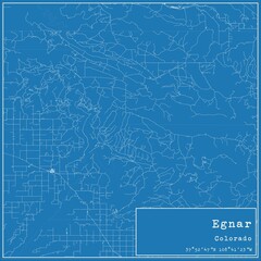 Blueprint US city map of Egnar, Colorado.