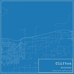 Blueprint US city map of Clifton, Colorado.