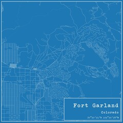 Blueprint US city map of Fort Garland, Colorado.