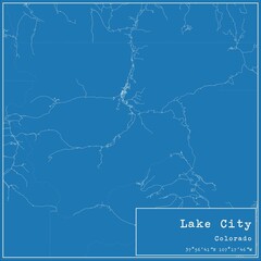 Blueprint US city map of Lake City, Colorado.