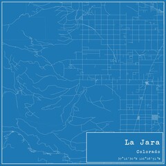Blueprint US city map of La Jara, Colorado.