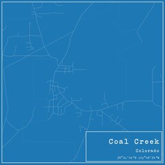 Blueprint US city map of Coal Creek, Colorado.