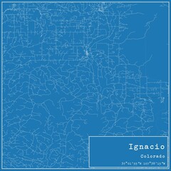 Fototapeta premium Blueprint US city map of Ignacio, Colorado.