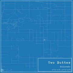 Fototapeta premium Blueprint US city map of Two Buttes, Colorado.