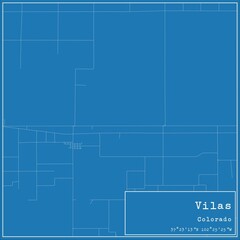 Blueprint US city map of Vilas, Colorado.
