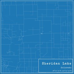 Blueprint US city map of Sheridan Lake, Colorado.