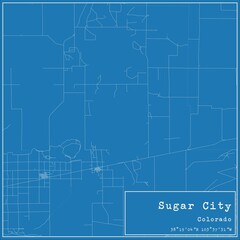 Obraz premium Blueprint US city map of Sugar City, Colorado.
