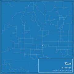 Fototapeta premium Blueprint US city map of Kim, Colorado.