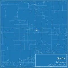 Fototapeta premium Blueprint US city map of Eads, Colorado.