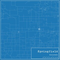 Blueprint US city map of Springfield, Colorado.