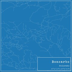 Blueprint US city map of Boncarbo, Colorado.
