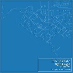 Blueprint US city map of Colorado Springs, Colorado.