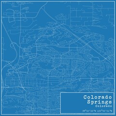 Blueprint US city map of Colorado Springs, Colorado.