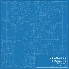 Blueprint US city map of Colorado Springs, Colorado.