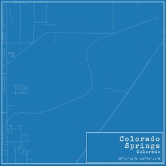 Blueprint US city map of Colorado Springs, Colorado.