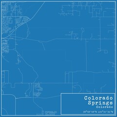 Naklejka premium Blueprint US city map of Colorado Springs, Colorado.