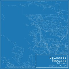 Fototapeta premium Blueprint US city map of Colorado Springs, Colorado.