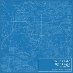 Blueprint US city map of Colorado Springs, Colorado.