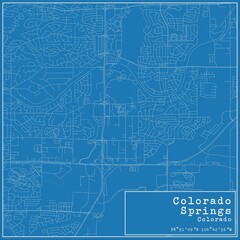Blueprint US city map of Colorado Springs, Colorado.