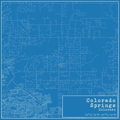 Blueprint US city map of Colorado Springs, Colorado.
