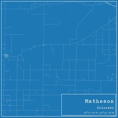 Blueprint US city map of Matheson, Colorado.