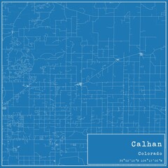 Blueprint US city map of Calhan, Colorado.