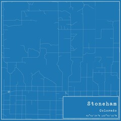 Blueprint US city map of Stoneham, Colorado.