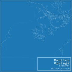 Blueprint US city map of Manitou Springs, Colorado.