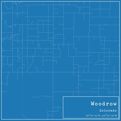 Fototapeta premium Blueprint US city map of Woodrow, Colorado.
