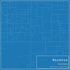 Blueprint US city map of Woodrow, Colorado.