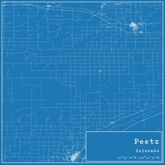 Blueprint US city map of Peetz, Colorado.