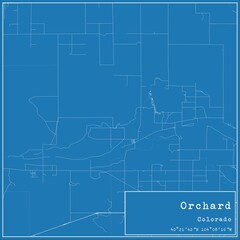 Blueprint US city map of Orchard, Colorado.