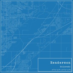 Blueprint US city map of Henderson, Colorado.
