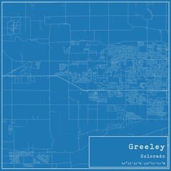 Fototapeta premium Blueprint US city map of Greeley, Colorado.