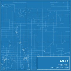 Blueprint US city map of Ault, Colorado.