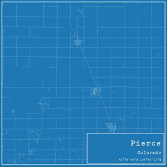 Blueprint US city map of Pierce, Colorado.