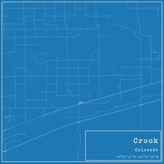 Blueprint US city map of Crook, Colorado.