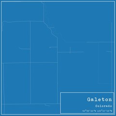 Blueprint US city map of Galeton, Colorado.