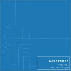 Blueprint US city map of Severance, Colorado.