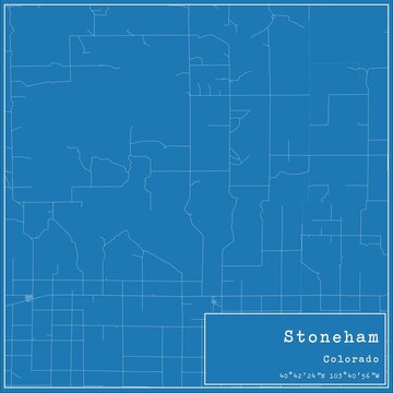 Blueprint US city map of Stoneham, Colorado.
