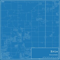 Blueprint US city map of Erie, Colorado.