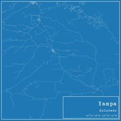 Blueprint US city map of Yampa, Colorado.