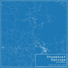 Blueprint US city map of Steamboat Springs, Colorado.