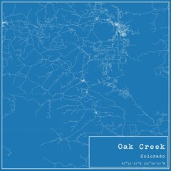 Blueprint US city map of Oak Creek, Colorado.