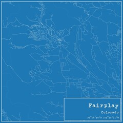 Blueprint US city map of Fairplay, Colorado.
