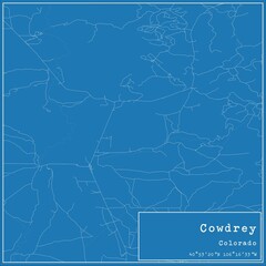 Blueprint US city map of Cowdrey, Colorado.