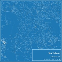 Blueprint US city map of Walden, Colorado.