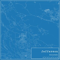 Blueprint US city map of Jefferson, Colorado.