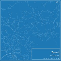 Blueprint US city map of Bond, Colorado.