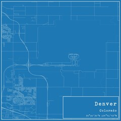 Blueprint US city map of Denver, Colorado.
